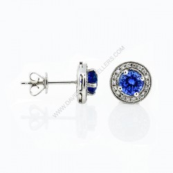 Sapphire Micro Pave Diamond Stud Earrings